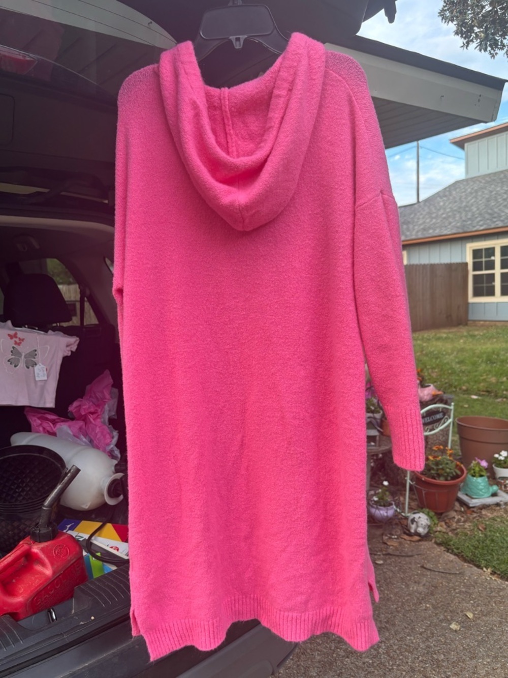 Anthropologie Saturday Sunday Twyla Tunic Sweater Dress Pink Hooded size XLP - Picture 7 of 7